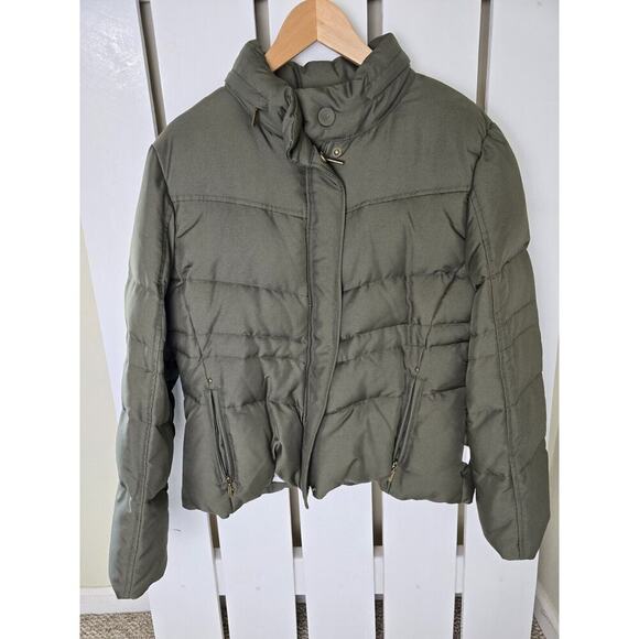 Calvin Klein Womens Hooded Puffer Coat Jacket PXL Full Zip Button Duck Down Fill - Picture 1 of 16